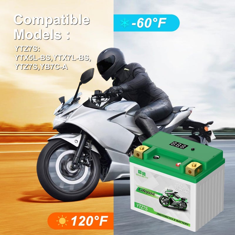 SDULIBITIY بطارية دراجة نارية ليثيوم YTZ7S YTX5L-BS LiFePO4 12V 4Ah 280-350CCA عالية الأداء، متوافقة مع ATV، UTV، PWC، Seadoo، Polaris وبطارية مولد - Image 5